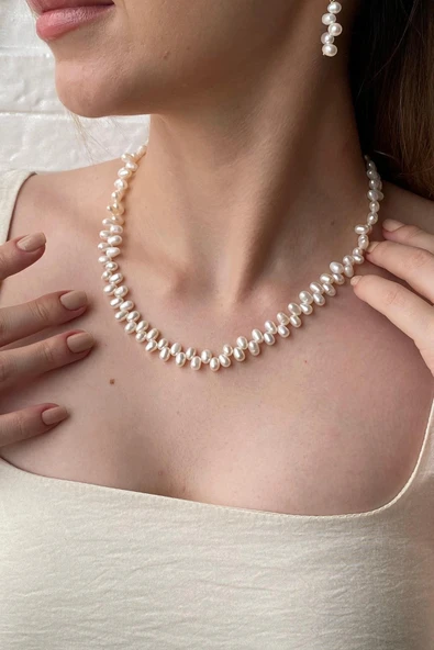 5,5 mm Barok Doğal İnci Kolye - Resim 2