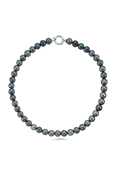 10,5 mm Siyah İnci Kolye - Resim 4