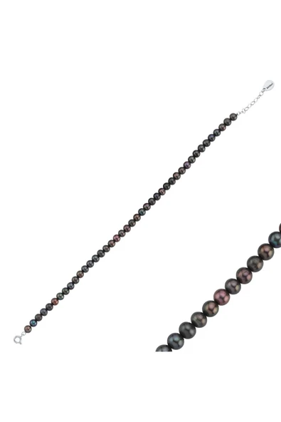 5,5 mm Siyah İnci Bileklik - Resim 5