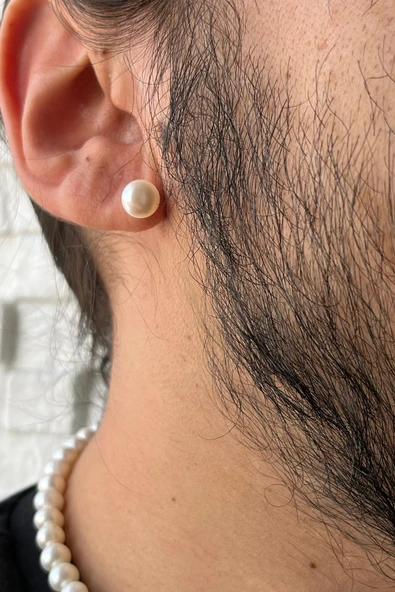 8,5 mm Doğal İnci Erkek Küpe ürün görseli 1