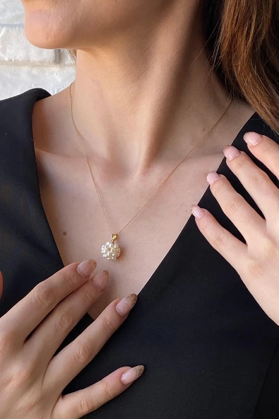 4,5 mm Prenses Top İnci Kolye ürün görseli 1