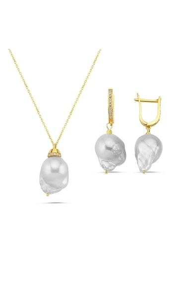 Barok İnci Kolye Küpe İkili Set - Resim 2