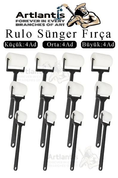 Sünger Rulo Fırça 12 li 1 Paket Siyah Plastik Saplı Boyama Süngeri Sanatsal Sünger Boya Fırçası Parmak Guaj Akrilik Boya ürün görseli 1