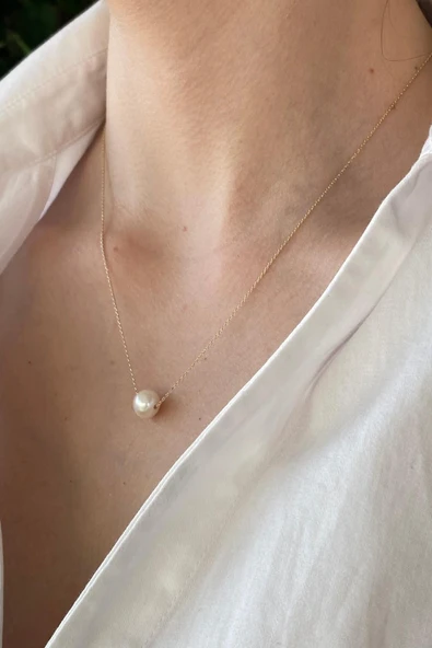8,5 mm Tek Taneli Doğal İnci Kolye ürün görseli 1