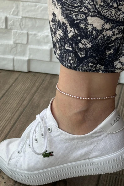 3,5 mm Pembe Çıtır Doğal inci Halhal ürün görseli 1