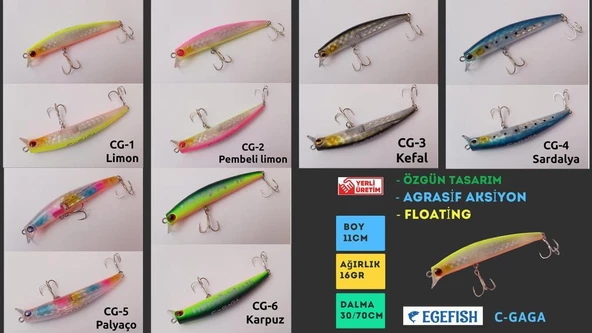 Ege Fish C-GAGA 110 mm 16 gr Maket Balık ürün görseli 1