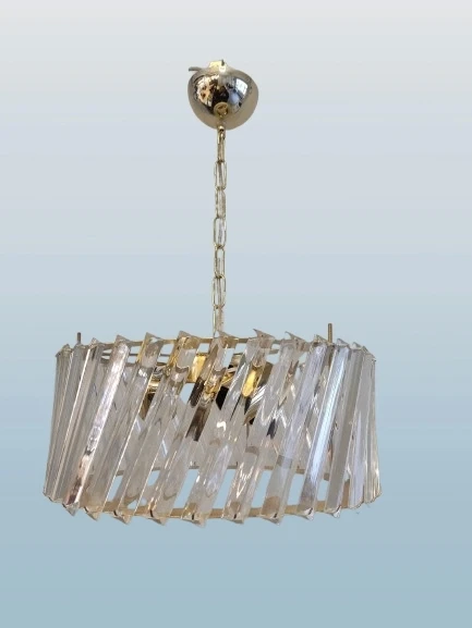 DMR Kristal Çapraz Taşlı GOLD Yuvarlak Üçlü Avize 3 x E-27 Duylu ürün görseli 1
