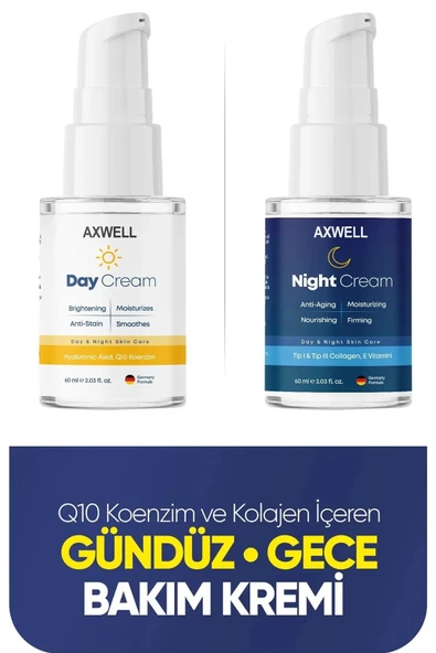 AXWELL Koenzim Ve Kolajen İçerikli Gece & Gündüz Bakım Kremi Seti - Q10 ürün görseli 1