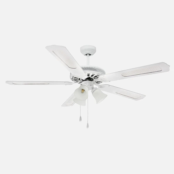 Dlc Karayel 132cm Bakır Motor 3 Lambalı Tavan Vantilatörü Beyaz ürün görseli 1