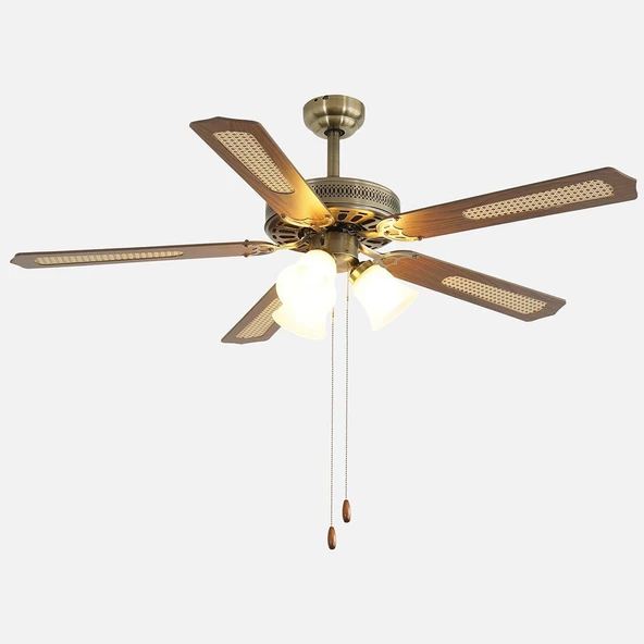 Dlc Karayel 132cm Bakır Motor 3 Lambalı Tavan Vantilatörü Ahşap ürün görseli 1