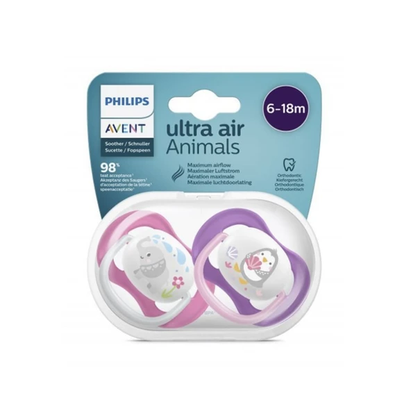 Philips Avent Ultra Air Animals Emzik Kız 6-18 2 li ürün görseli 1