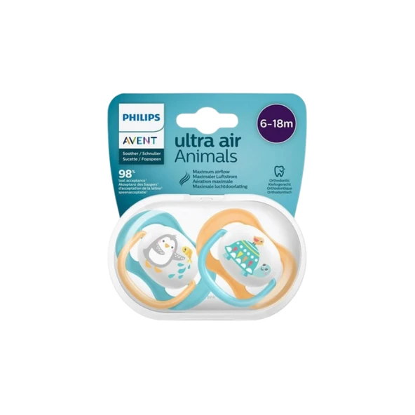 Philips Avent Ultra Air Animals 6-18 ay Erkek 2'li Emzik ürün görseli 1