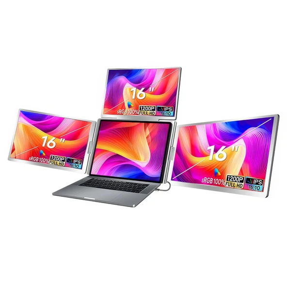 NPO NPM788 16" FHD 1200p IPS Type-C Taşınabilir 3'lü Monitör Çoklayıcı Standlı Notebook Monitör ürün görseli 1