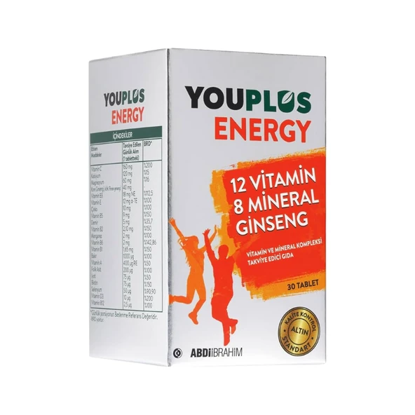 YouPlus Energy Vitamin Mineral Kompleksi 30 Tablet ürün görseli 1