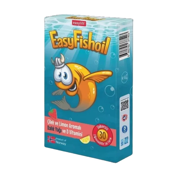 EasyFish Oil Çilek ve Limon Aromalı 30 Çiğnenebilir Jel Form ürün görseli 1