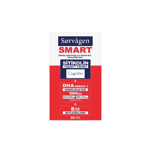 Sorvagen Smart Sitikolin Omega 3 İçeren Takviye Edici Gıda 30 Kapsül ürün görseli 1
