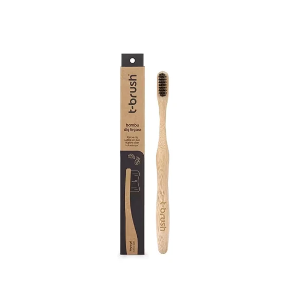T-Brush Bambu Koyu Gri Diş Fırçası Orta Sert ürün görseli 1