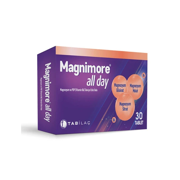 Magnimore All Day Magnezyum ve Vitamin B6 İçeren 30 Tablet ürün görseli 1