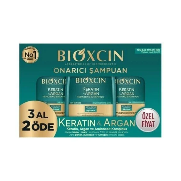 Bioxcin Keratin ve Argan Onarıcı Şampuan 300 ml 3 al 2 öde ürün görseli 1