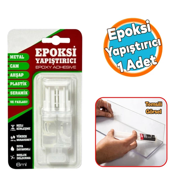 Epoksi Yapıştırıcı 6 ml Hızlı Kuruyan Güçlü Genel Amaçlı Yapışma Metal Plastik Seramik Cam Kullanım ürün görseli 1