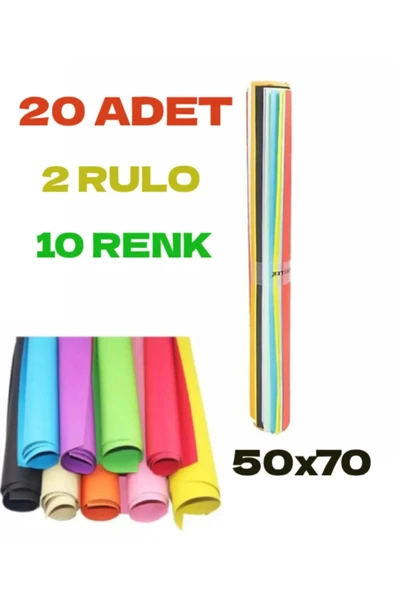 20 Adet 50x70 Cm Fon Kartonu 10 Renk(2 RULO) ürün görseli 1