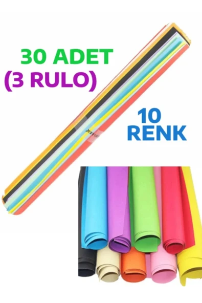30 Adet 50x70 Cm Fon Kartonu 10 Renk(3 RULO 10 AYRI RENK) ürün görseli 1
