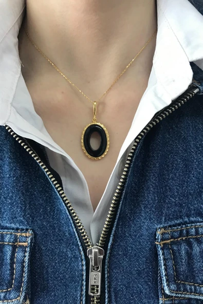 Oval Onix Kolye - Resim 3