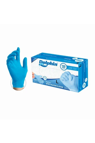 DOLPİN Dolphin Nitril Mavi Eldiven Medium-100 Adet 20 Kutu ürün görseli 1