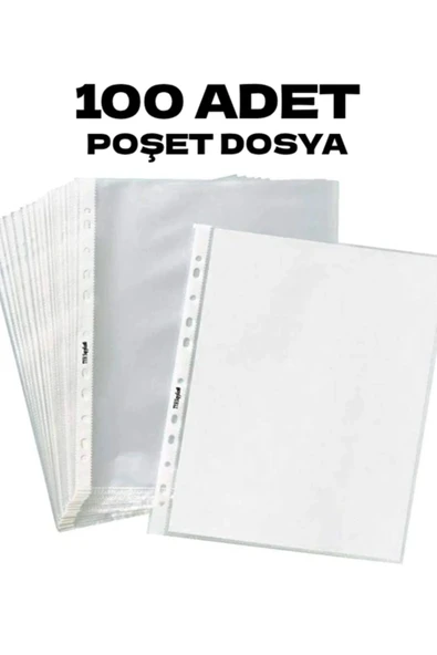100 Adet A4 Şeffaf Dosya Föy Poşet Dosya ürün görseli 1