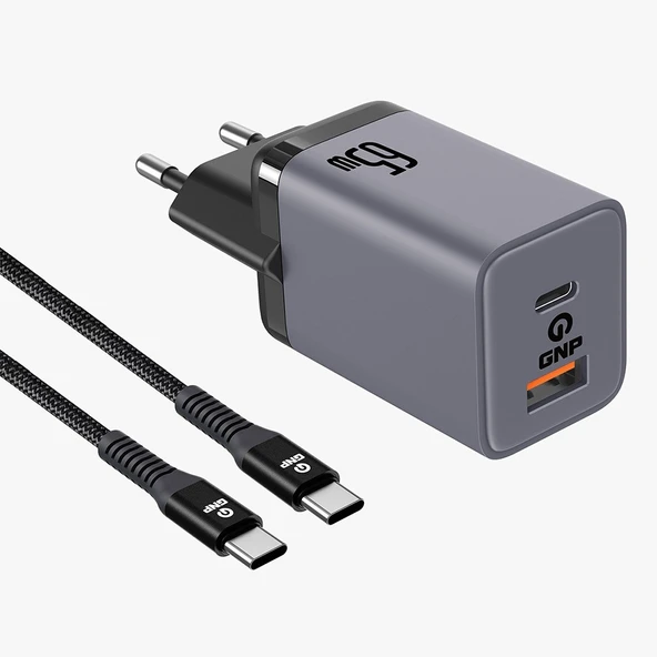 GNP 65W Type-C to Type-C Kablo ve Şarj Cihazı (GENPA Garantili) ürün görseli 1