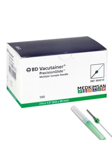 BD VACUTAİNER Bd 360213 Vacutainer Kan Alma Iğnesi 21g Yeşil 100 Adet ürün görseli 1