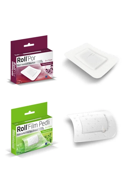 ROLL Por 5cm x 7.2cm Yara Pedi 50 Adet + Roll Film Pedli 5cm x 7.2cm Yara Örtüsü Su Geçirmez 50 Adet ürün görseli 1