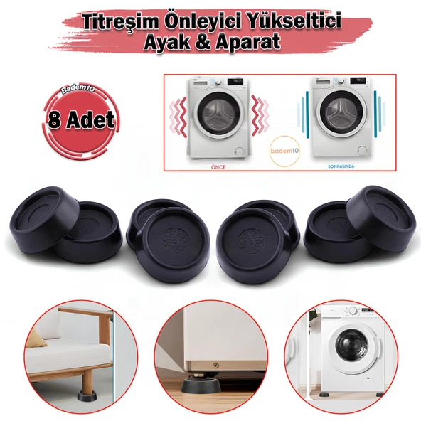 Titreşim Önleyici Beyaz Eşya Çamaşır Makinesi Ayağı 8 Adet Kaymaz Gürültü Azaltıcı Engelleyici Ayak ürün görseli 1
