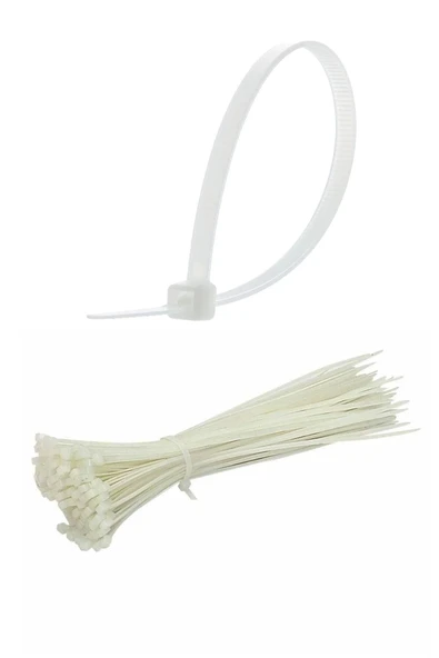Plastik Kelepçe Cırt Kablo Bağı Beyaz 2.5x100 mm 10 cm 100 Adet ürün görseli 1