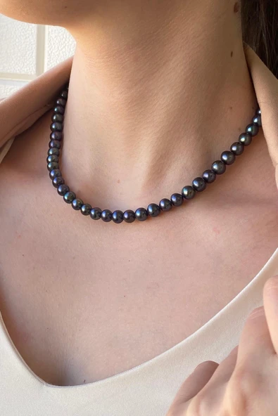 6,5 mm Kadın Doğal İnci Kolye - Resim 3