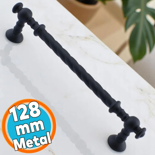 Mobilya Mutfak Dolabı Çekmece Dolap Kapak Kulpu Kulpları Kulbu (128 MM-12.8 CM) Mat Siyah Kulp ürün görseli 1