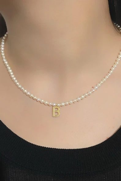 4,5 mm Harfli Doğal İnci Kolye ürün görseli 1