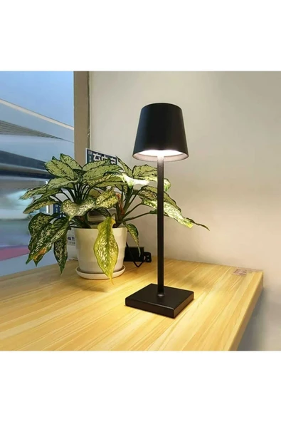 CATA CT-8437 Şarjlı Dokunmatik LED Masa Lambası 3 Renk Ayarlı Dimmerli Dekoratif Siyah ürün görseli 1