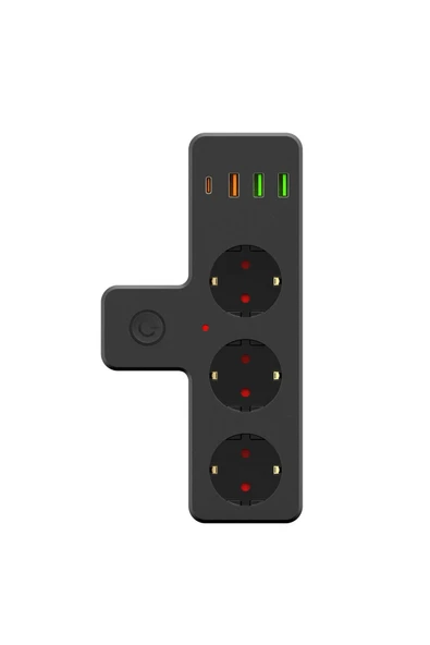 Airstorr Airstor Ftr-12 3'li Termal Akım Korumalı Priz 3 USB 1 Type-C 20W PD Giriş ürün görseli 1