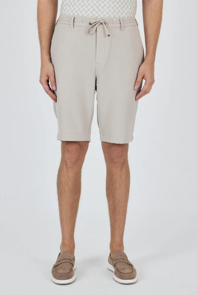 Bej Düz Esnek Gabardin Casual Şort 1016250150 ürün görseli 1