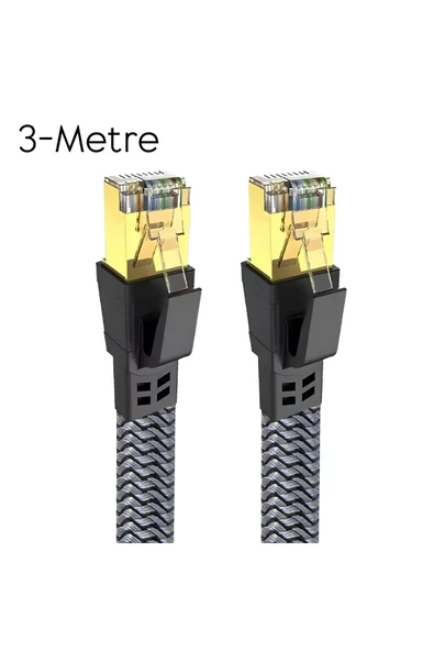 Airstorr Cat8 LAN Kablosu Yüksek Hızlı 40Gbps 2000mhz Ethernet Kablosu Örgü Kaplama 1m 2m 3m 5m 10m ürün görseli 1