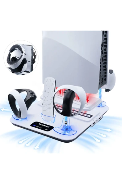 Airstorr TP5-3550 Çok fonksiyonlu Soğutma Fanı Type-c 5V 3A denetleyici PS5/Slim/PS VR2 için şarj standı askı ürün görseli 1
