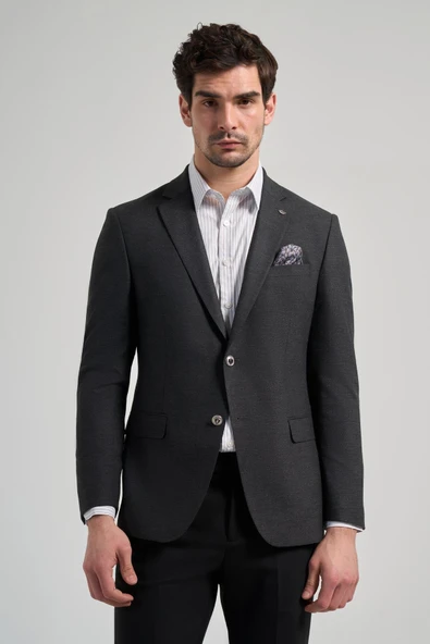 Füme Bez Ayağı Mono Yaka Tam Astar Esnek 6 Drop Slim Fit Ceket 1002245903 ürün görseli 1