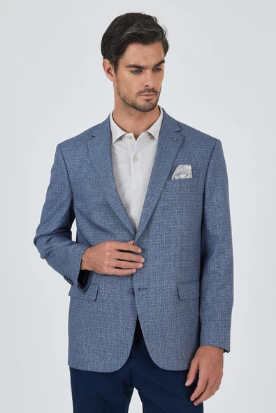 Lacivert Mono Yaka Bez Ayağı Tam Astar Esnek 4 Drop Comfort Fit Classic Ceket 1002250156 ürün görseli 1