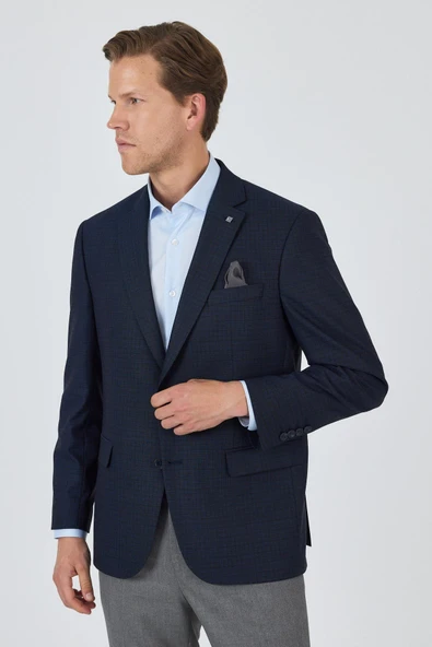 Lacivert Mono Yaka Bez Ayağı Tam Astar Esnek 4 Drop Comfort Fit Classic Ceket 1002250157 ürün görseli 1