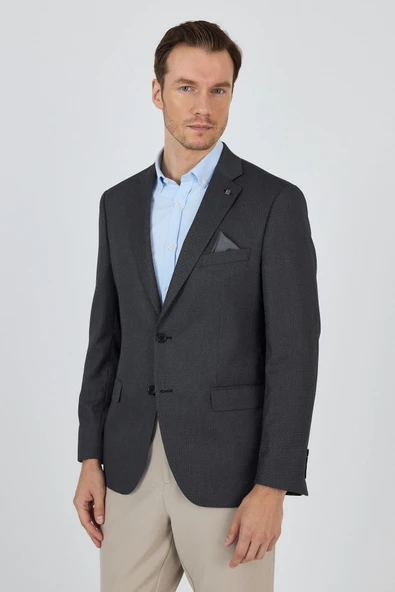 Siyah Mono Yaka Armürlü Tam Astar Esnek 6 Drop Comfort Fit Classic Ceket 1002250153 ürün görseli 1
