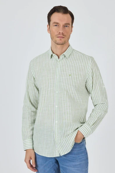 Yeşil Kısalabilir kol Cepsiz Pamuk Casual Comfort Fit Gömlek 1004250128 ürün görseli 1