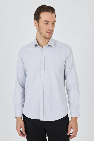 Siyah Sert Yaka Cepsiz Uzun Kol Slim Fit Pamuklu Gömlek 1004250184 ürün görseli 1