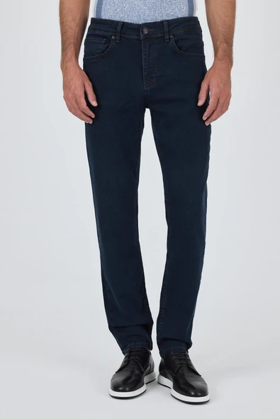 Lacivert Gabardin 5 Cep Düz Paça Casual Slim Fit Pamuklu Denim Pantolon 1023250154 ürün görseli 1