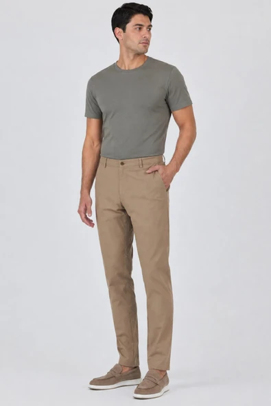 Vizon Armürlü Yan Cep Düz Paça Slim Fit Pamuklu Casual Chino Pantolon 1003250120 ürün görseli 1